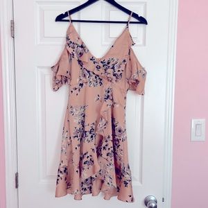 Dee Elly satin floral drop shoulder dress